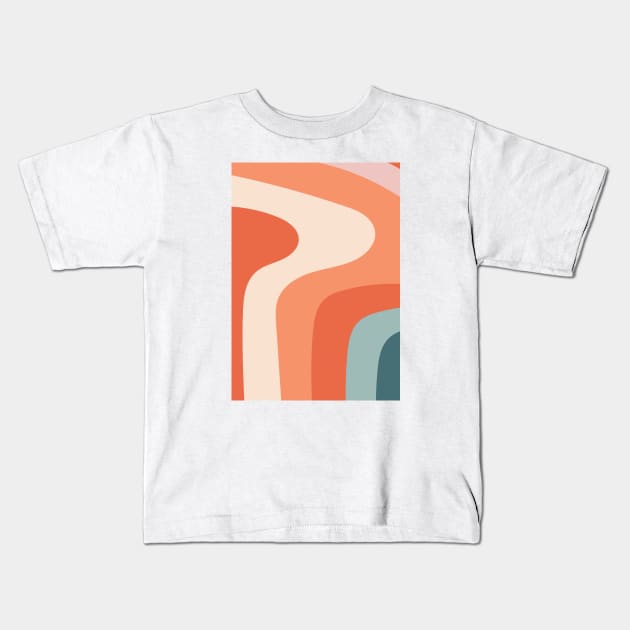 Retro Wavy Lines Kids T-Shirt by Colorable